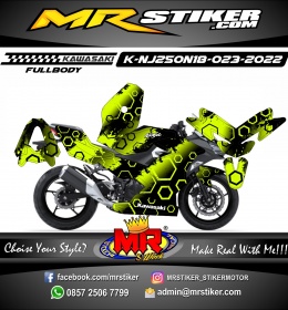 Stiker motor decal Kawasaki Ninja 250 All New 2018 Splat Yellow Stabillo Graphic Hexagon FullBody