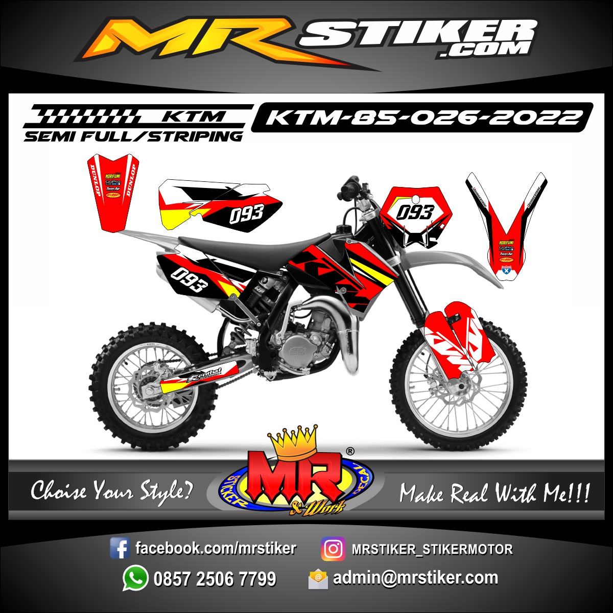 Stiker motor decal KTM 85 Red Graphic Line Edition KTM Motocross