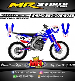 Stiker motor decal Suzuki RMZ 250 White Blue Grafis Red Motocross Decal Graphic