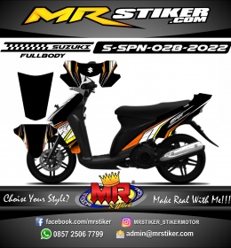 Stiker motor decal Suzuki Spin Graphic Race Sporty Line Orange White Grafis (FULLBODY)