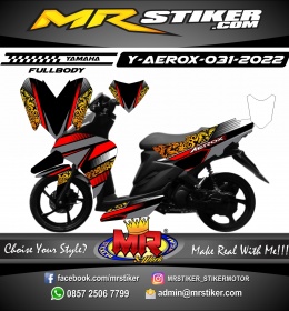Stiker motor decal Yamaha Aerox Fullbody Red Grey Line Batik Graphic Race