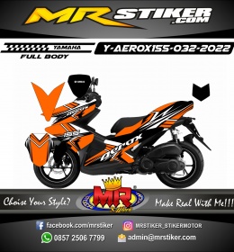 Stiker motor decal Yamaha Aerox 155 FullBody Orange Crack Abstrak Graphic