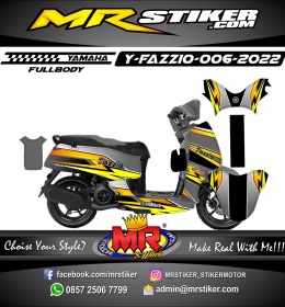 Stiker motor decal Yamaha Fazzio FullBody Line Yellow Graphic Grey Line Racing