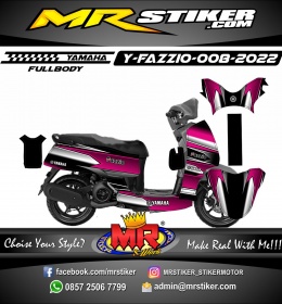 Stiker motor decal Yamaha Fazzio FullBody Pink Graphic Line Silver Race Minimalis Grafis