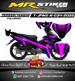 Stiker motor decal Yamaha Jupiter MX New Line Grafis Blue Pink MotoRace Sporty Street