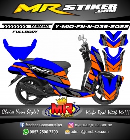 Stiker motor decal Yamaha Mio Fino New Blue Techno Line Orange Graphic FullBody