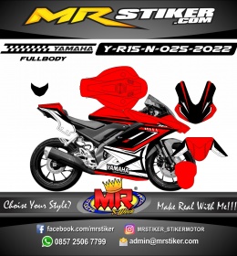 Stiker motor decal Yamaha R15 New Red Sporty Graphic Line Race (FULLBODY)