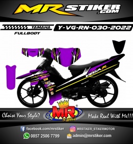 Stiker motor decal Yamaha Vega R New Purple Racing Yellow Line Graphic Fullbody