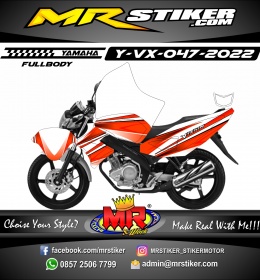 Stiker motor decal Yamaha Vixion White Orange Grafis Sporty Line Fullbody