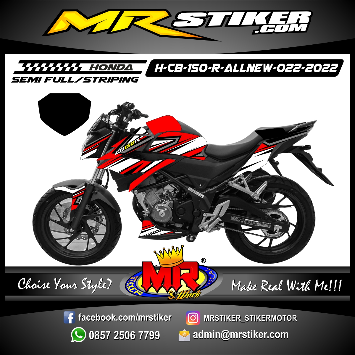 Stiker motor decal Honda CB 150 R All New Red Graphic Race Sporty Line Decal