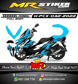 Stiker motor decal Honda PCX 150 Sky Blue Graphic Squirt Abstrack Wave (FullBody)