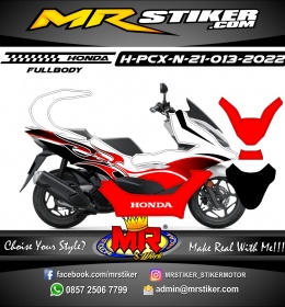 Stiker motor decal Honda PCX New 2021 Red Curved Tribal Grafis Airbrsuh (FULLBODY)