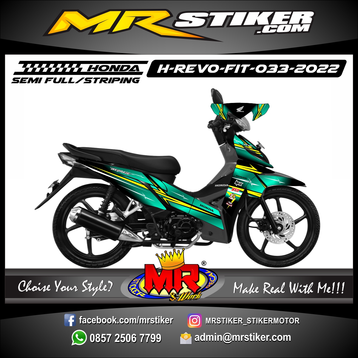 Stiker Motor decal Honda Revo FIT Tosca Color Race Sporty Wrapping Decal