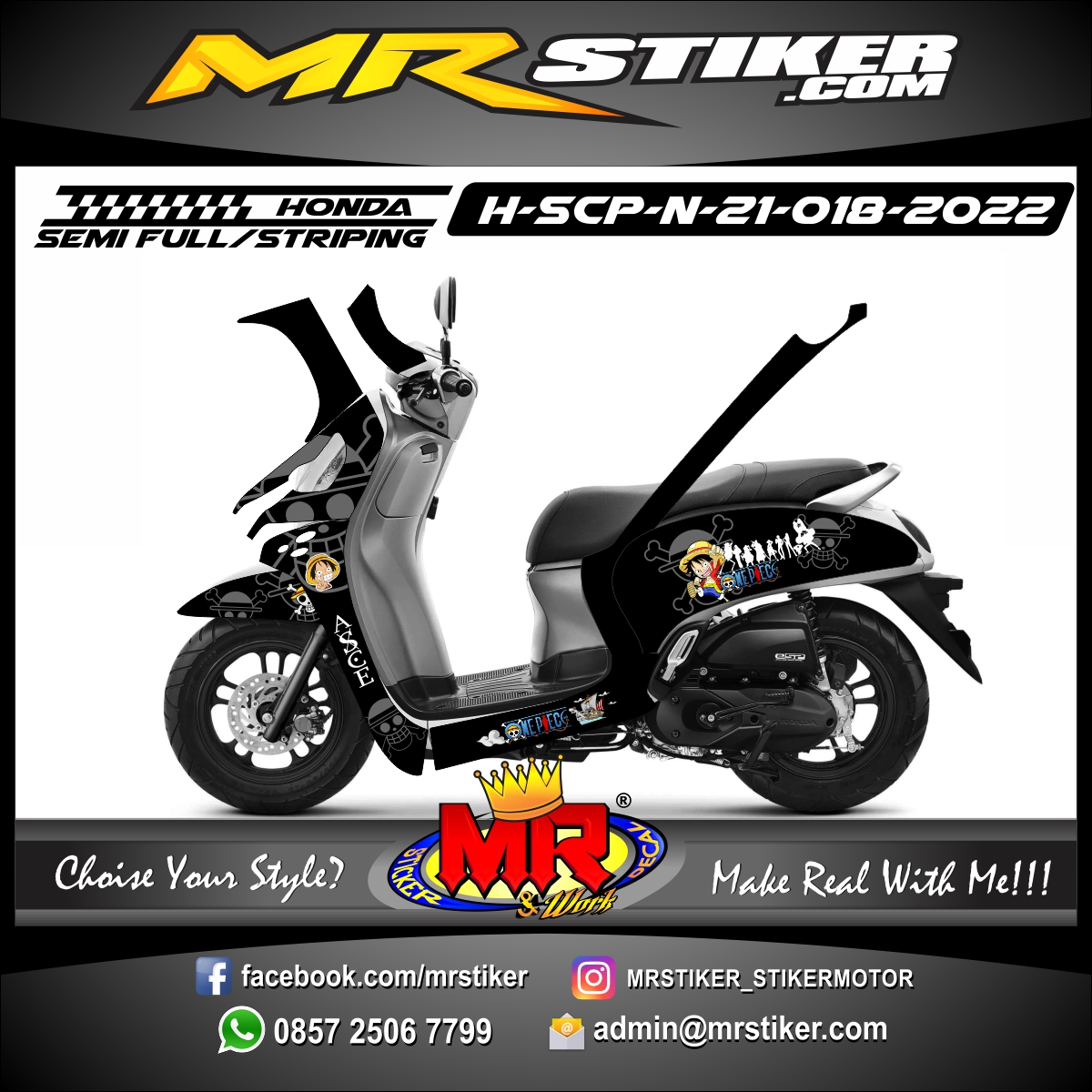 Stiker Motor decal Honda Scoopy New 2021 One Piece Decal Character Graphic