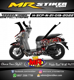 Stiker Motor decal Honda Scoopy New 2021 Skull Paradise Decal Graphic