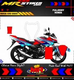 Stiker motor decal Honda Verza Fullbody White Red Blue Grafis Line Simple Race Racing