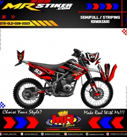 Stiker motor decal Kawasaki D-TRACKER Old Red Motocross Abstrak Line Grafis Modif