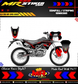 Stiker motor decal Kawasaki KLX 150 BF Red Grey Line Race Track Wrap Decal