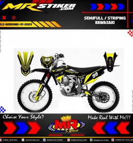 Stiker motor decal Kawasaki KLX GORDON Yellow Racing Tracker Line Custom Graphic