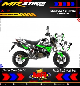 Stiker motor decal Kawasaki KSR Sporty Race Supermoto Graphic Line White Green