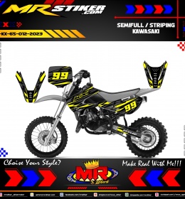 Stiker motor decal Kawasaki KX 65 Yellow Line Abstrak Graphic Grey Crack Wrap Motocross