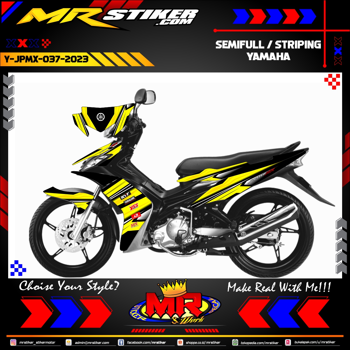 Stiker motor decal Yamaha Jupiter MX Yellow Street Race Grafis Livery Line Racing