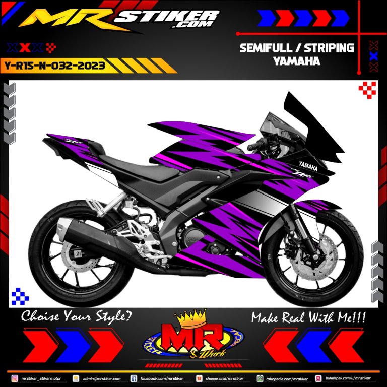 Motor R15 Purple Stiker motor decal Yamaha R15 New Purple Graphic Race MotoSporty Decal ...